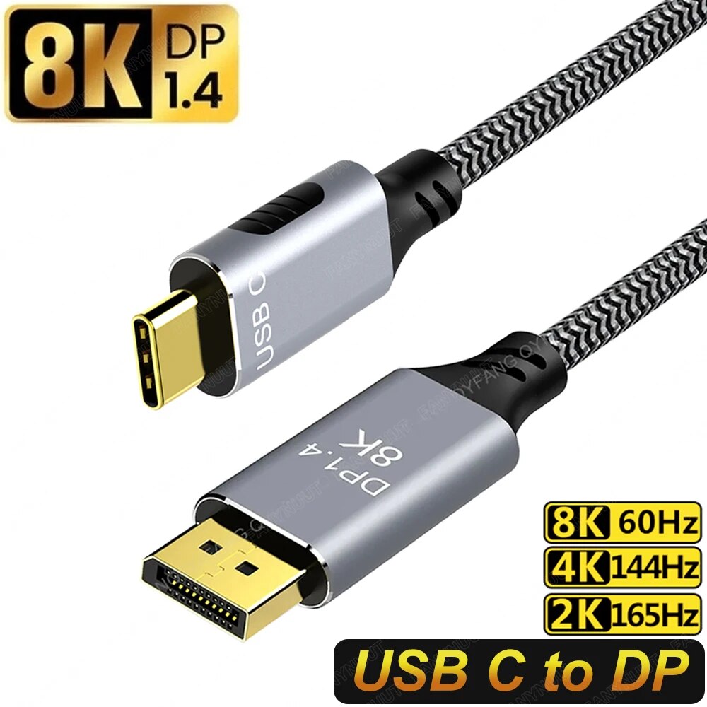 USB C-÷ Ʈ 1.4 ̺, Ʈ 3/4-÷ Ʈ , ƺ , Ｚ HDTV Ϳ, 8K60Hz, 4K144Hz